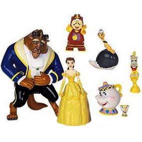 7 Bonecos da Bela e a Fera (aberto) Disney Beauty and the Beast Play Set