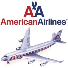 Avião Boeing 747 American Air Lines marca Welly Die Cast