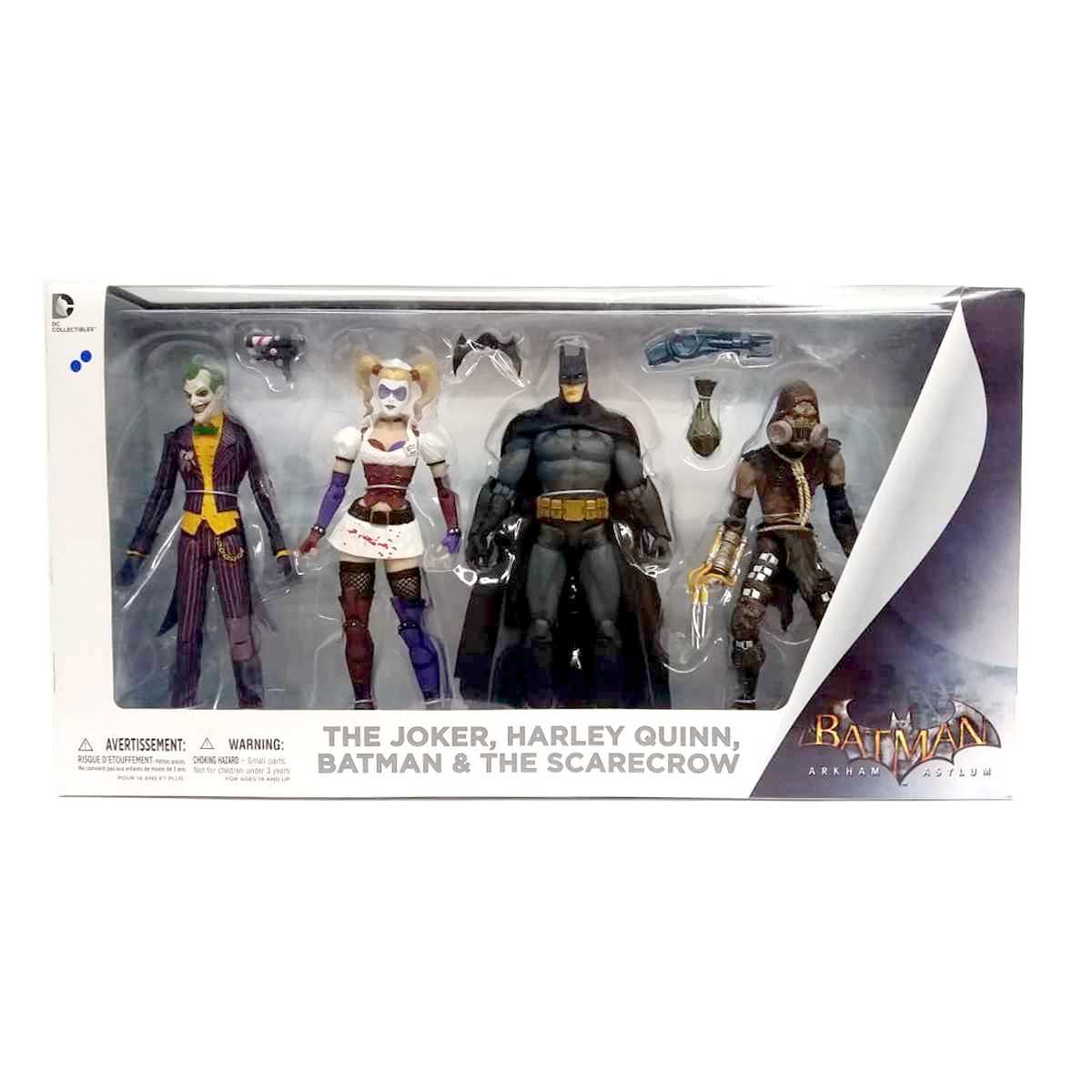 Batman Arkham Asylum: Batman, Joker, Harley Quinn, Scarecrow 4 Pack DC Collectibles