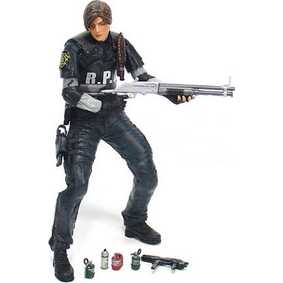 Bonecos Resident Evil 4 Leon Kennedy RCPD Neca Toys Action Figures (aberto)