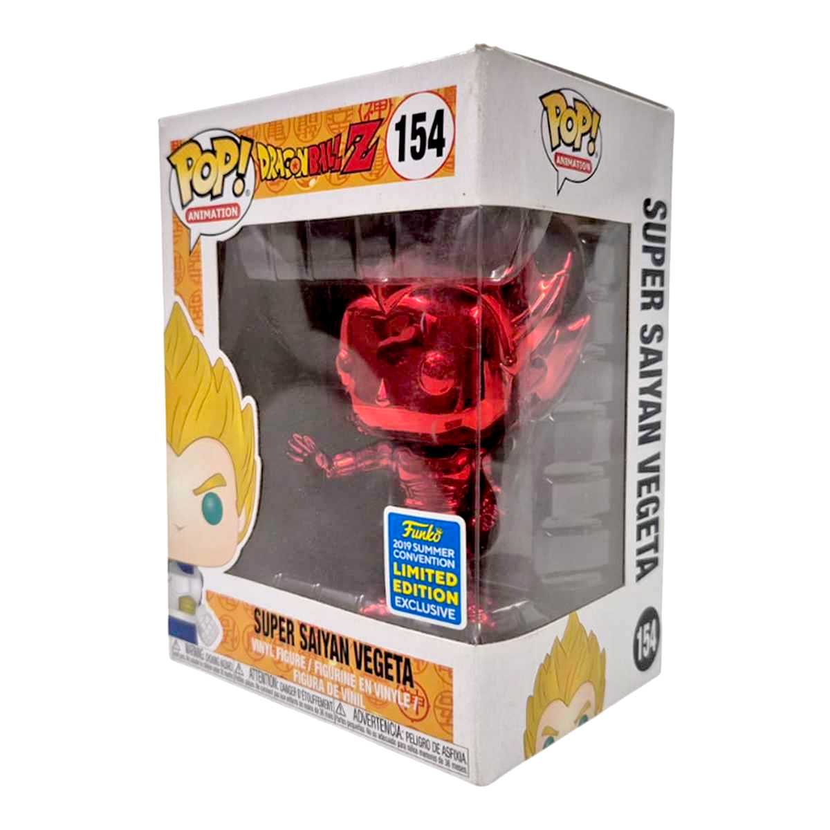 Funko Pop! Animation Super Saiyan Vegeta vinyl figure número 154 SDCC 2019 Red Chrome