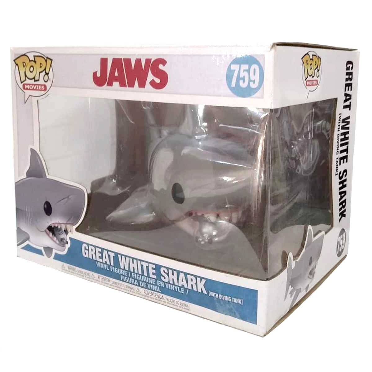 Funko Pop! Movies Jaws Tubarão Great White Shark + Diving Tank vinyl figure número 759
