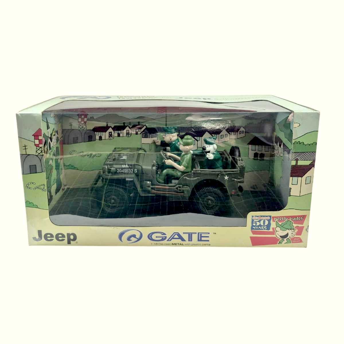 Jeep Willys (1941) Recruta Zero, Otto e Sargento Tainha escala 1/18=18cm