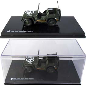 Jeep Willys do exército (1945) com caixa de acrílico escala 1/43