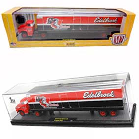 M2 Machines escala 1/64 Caminhão 1958 Chevrolet Spartan LCF com Edelbrock Trailer