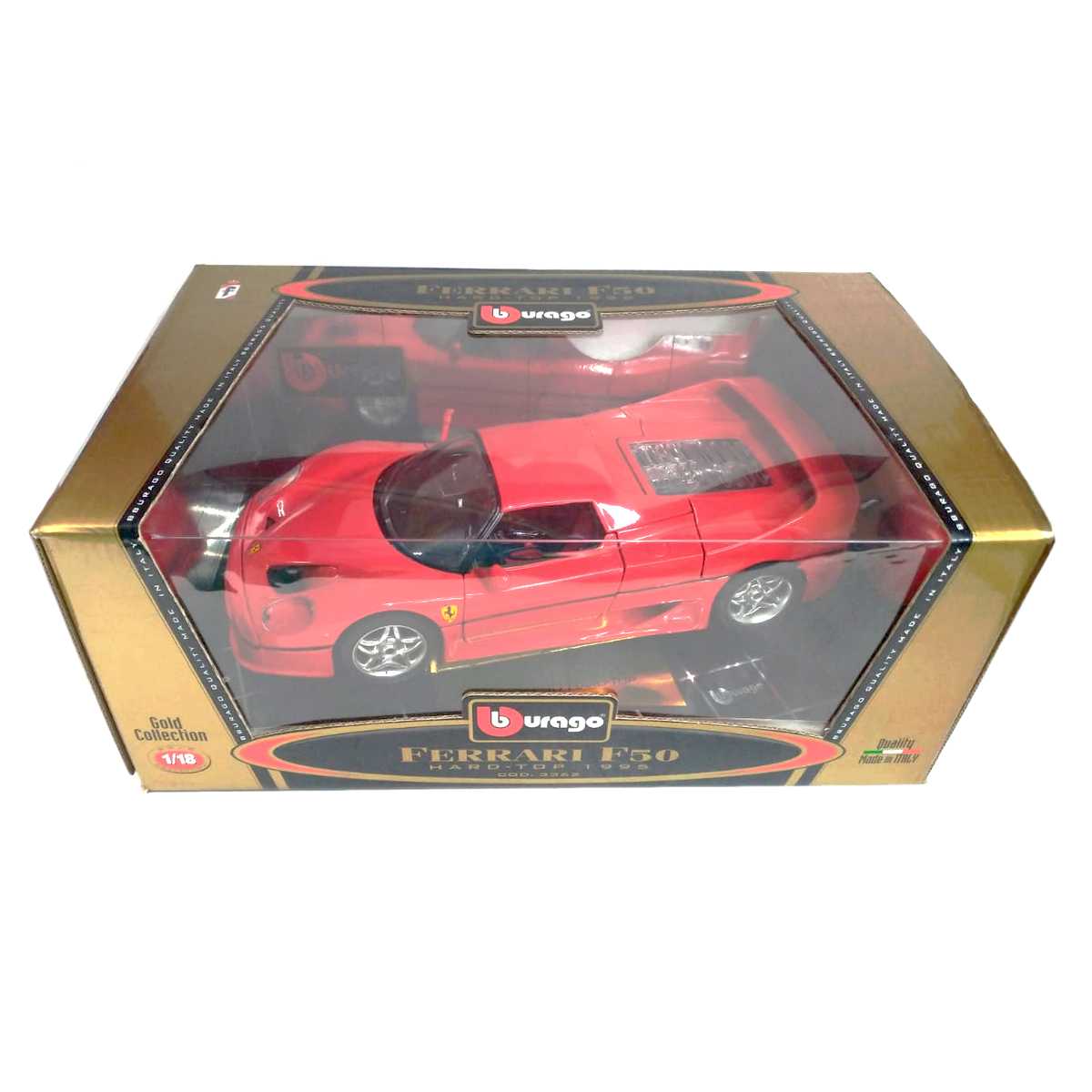 Miniatura da Ferrari F50 Hard-Top (1995) vermelha Bburago escala 1:18=23cm comprimento
