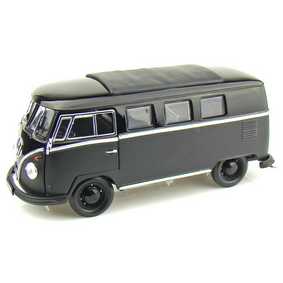 Miniatura da VW Kombi Greenlight metal escala 1/18 Microbus Black Bandit 