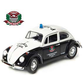 Miniatura de viatura policial (1967) VW Fusca Polícia Civil de São Paulo SP Beetle Police