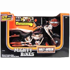 Miniatura Harley Davidson Fat Boy com motor, som e luz (acende o farol) 