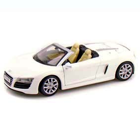 Miniaturas Maisto 1/24 Audi R8 Spyder (2011) branca Iron Man 2 Tony Stark