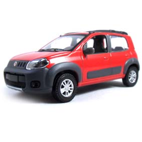 Novo Fiat Uno Way 1.4 2012 cor vermelha marca Norev escala 1/43 