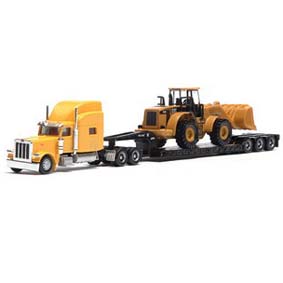 Peterbilt Model 389 Caminhão-Prancha com Carregadora de Rodas CAT 950G