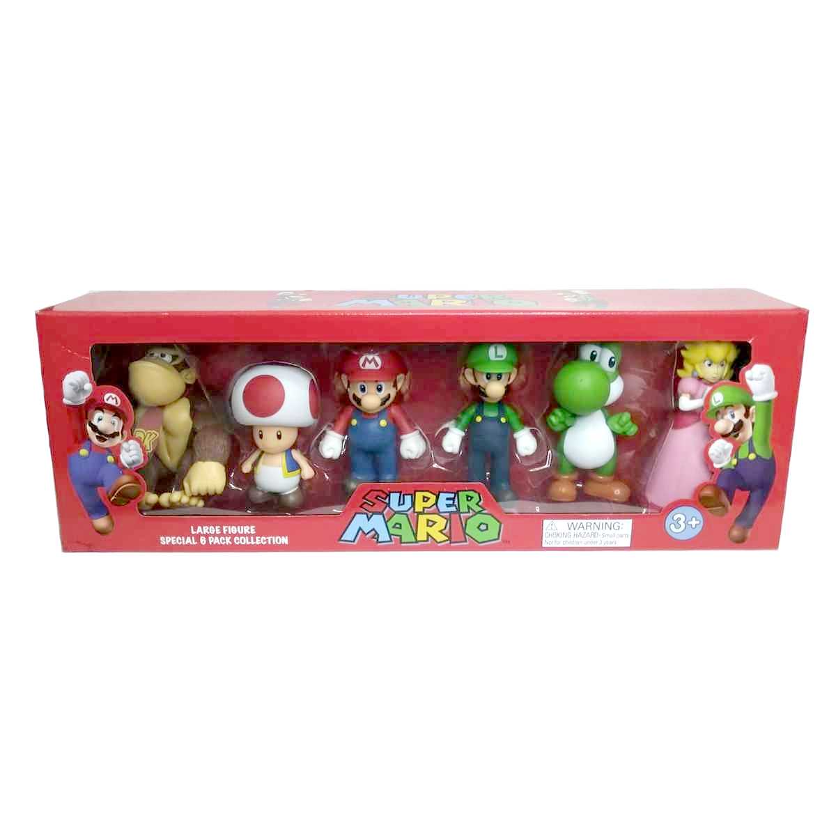 Super Mario Luigi Donkey Kong Peach Toad Yoshi 6 Pack