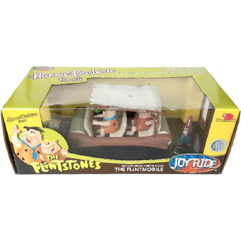 The Flintstones Flintmobile (carro com Fred, Wilma, Pedrita, Barney, Betty e Bambam) escala 1/18