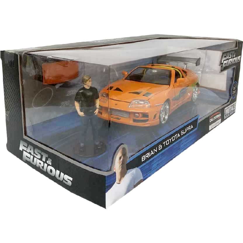 Velozes e Furiosos Brian O Conner + Toyota Supra laranja (1995) Jada escala 1/24