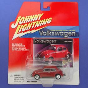 Volkswagen Fusca Vermelho (1966) VW Beetle Johnny Lightning escala 1/64